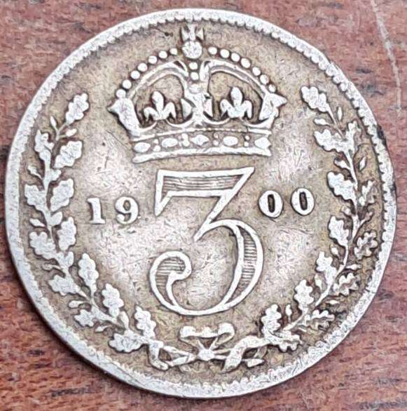 Stunning 1900 Victoria Silver 3d -  Great Detail  - 125-Year-Old British Coin