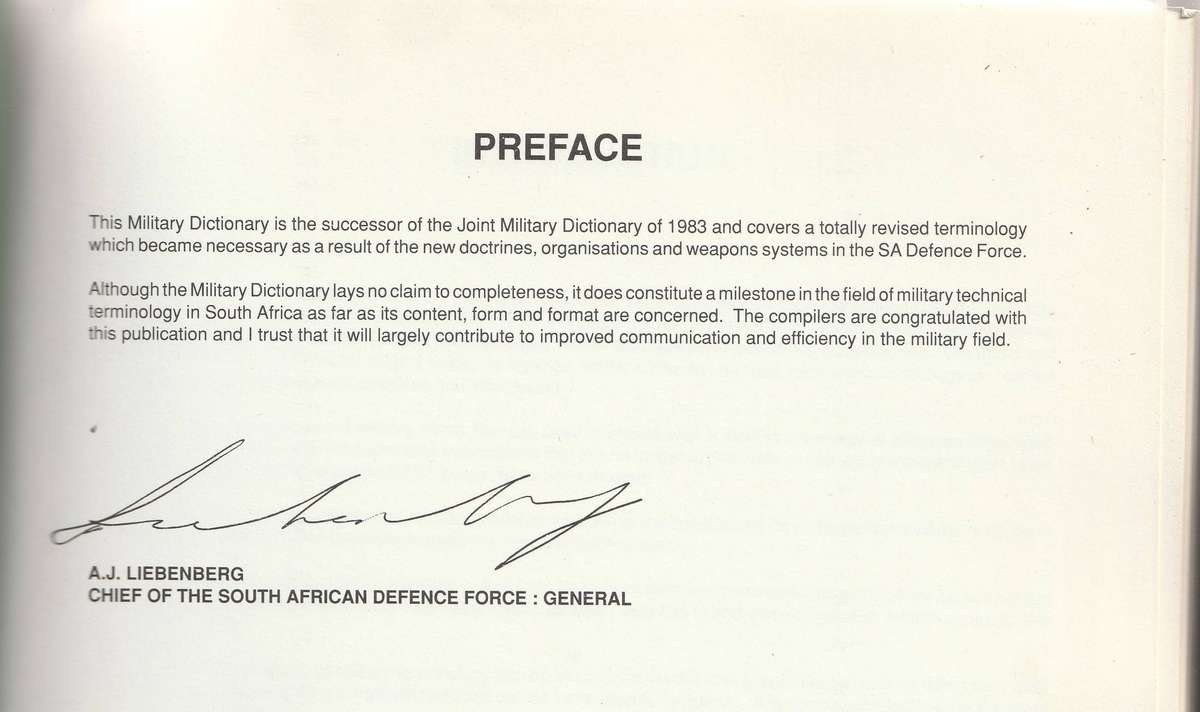 Pre 1994 - South African Military Dictionary  Bilingual Edition (Afrikaans/English)