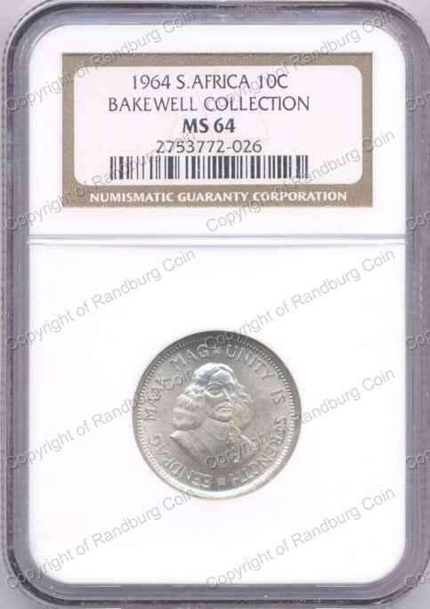 *#* 1964 NGC 10 CENT SLABBED MS 64 *#*