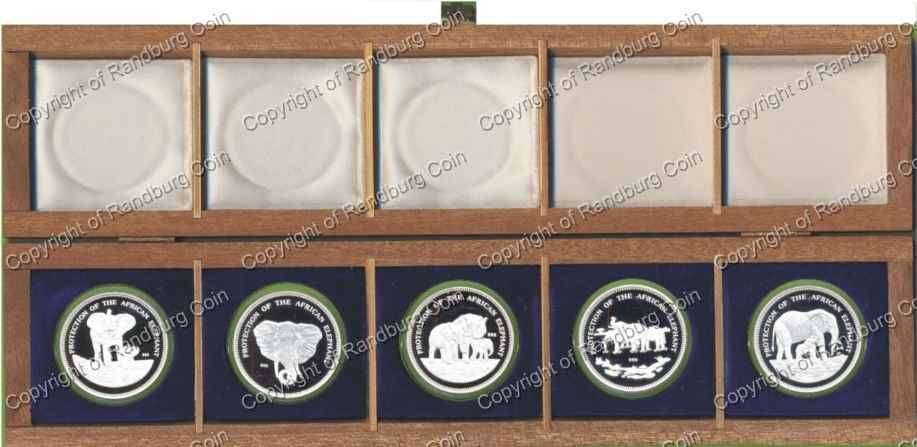 *#* 1993 Uganda Silver (.999 - 152.3gr) 2000 Shillings Elephant Protection Proof Coins Set *#*