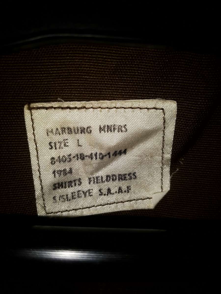 SADF FIELD DRESS SHIRT SHORT SLEEVE SIZE LARGE 1984 ISSUE EXCELLENT CONDITION