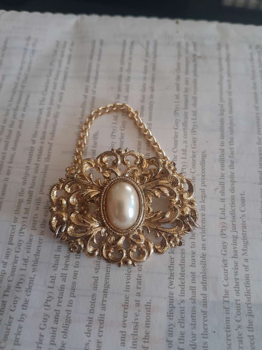 3 Gold Pearl Vintage Brooches