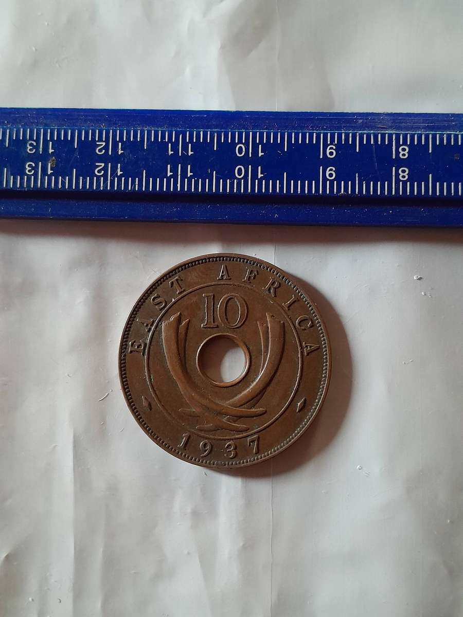1937 East Africa 10 cents bronze coin