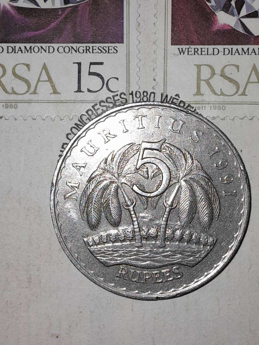 1997 Mauritius 5 Rupees Coin