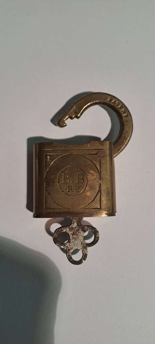 Vintage B.B Rd brass padlock with key