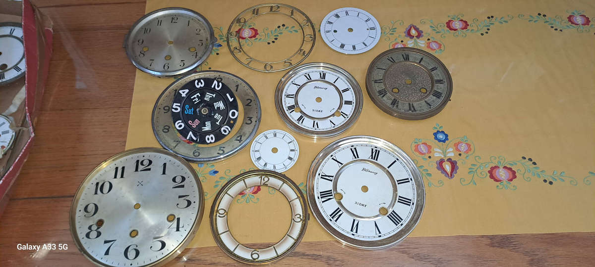 Lot of vintage clock faces