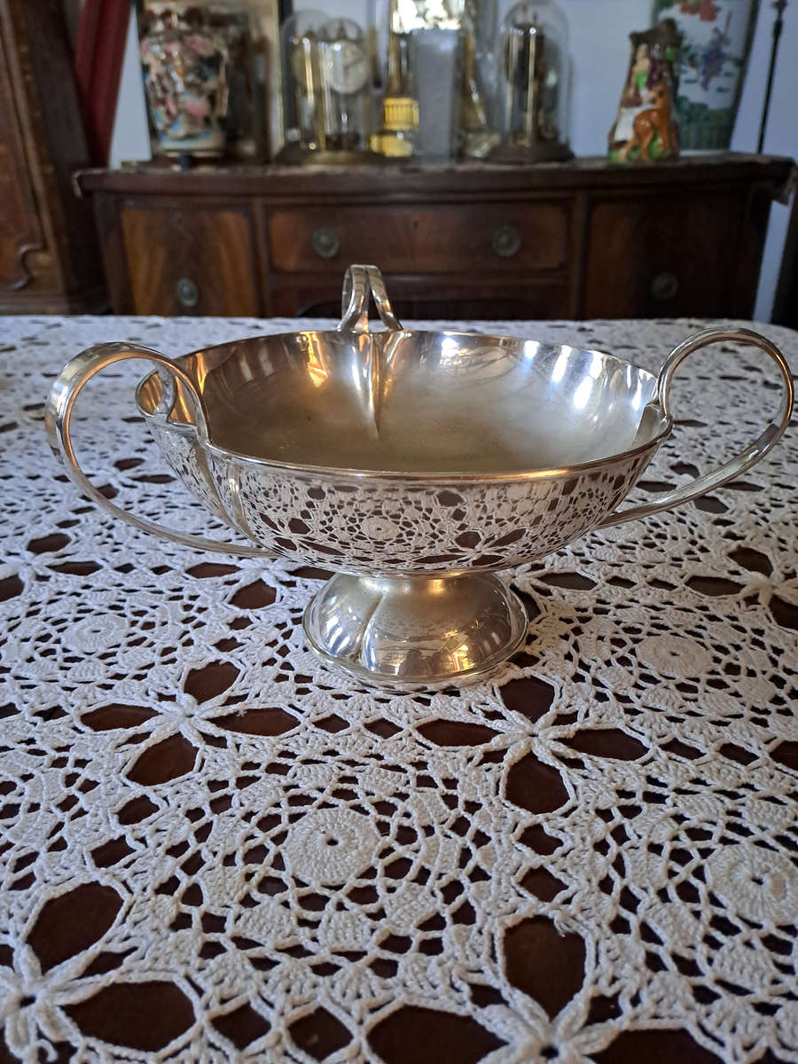 Large 3 handled footed England EPNS bowl