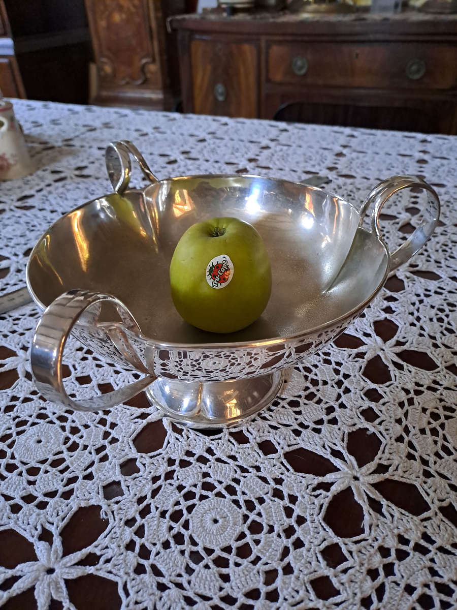 Large 3 handled footed England EPNS bowl