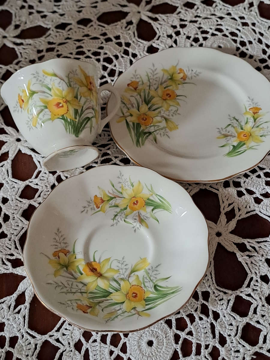 rare  Royal Albert trio Friendship series Daffodil beautiful
