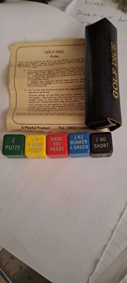Galloping Golf dice with rules and leather case Vintage