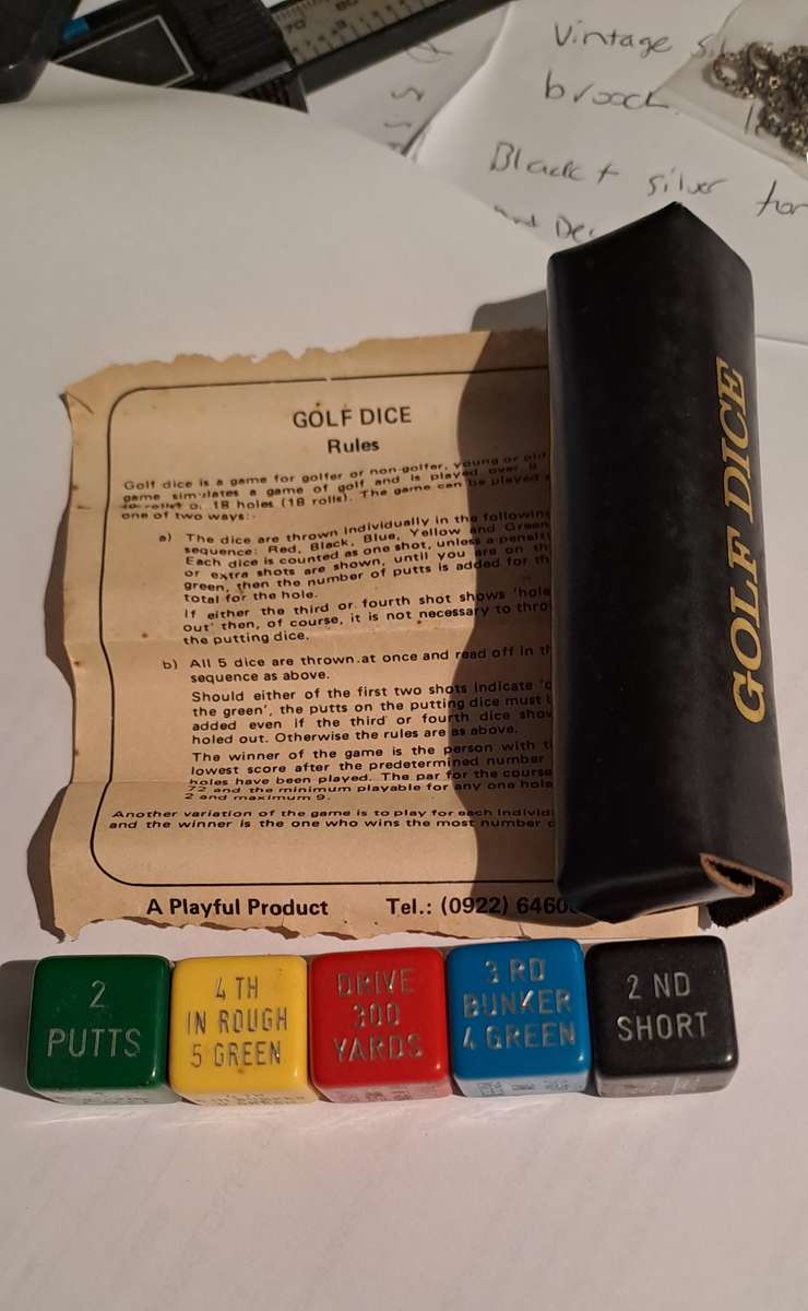 Galloping Golf dice with rules and leather case Vintage