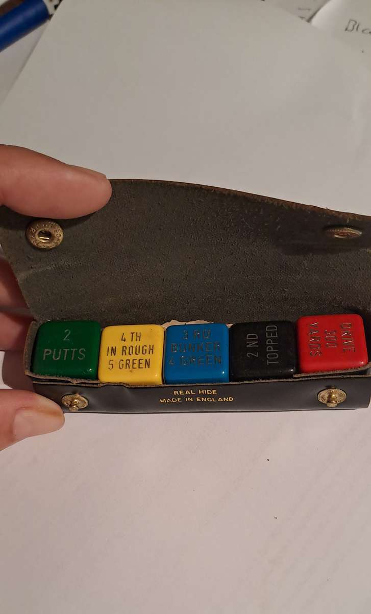 Galloping Golf dice with rules and leather case Vintage