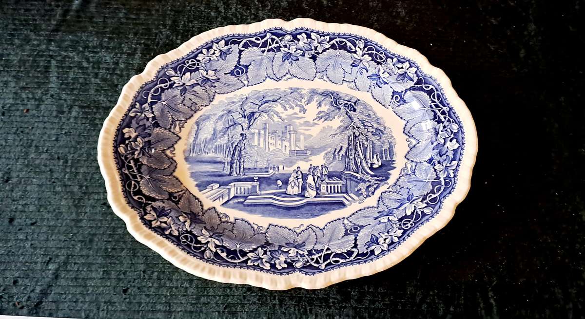 Masons Vista Blue large oval serving platter blue and white STUNNING
