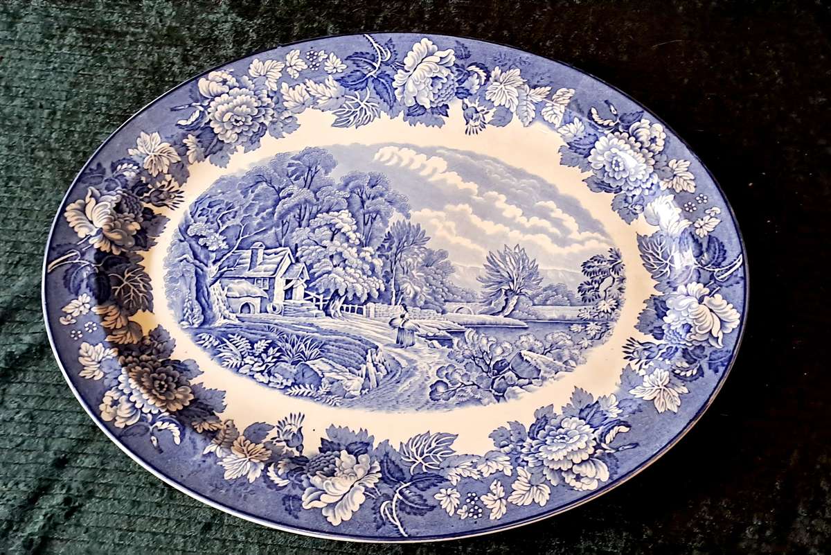 Enoch Woods English scenery very large oval platter/wall plate