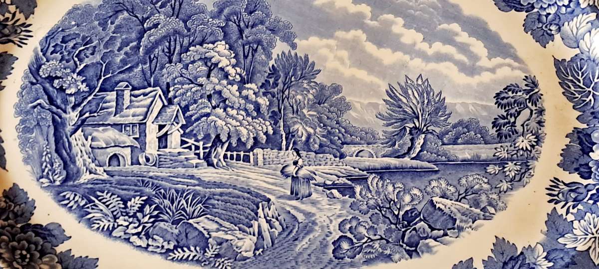 Enoch Woods English scenery very large oval platter/wall plate