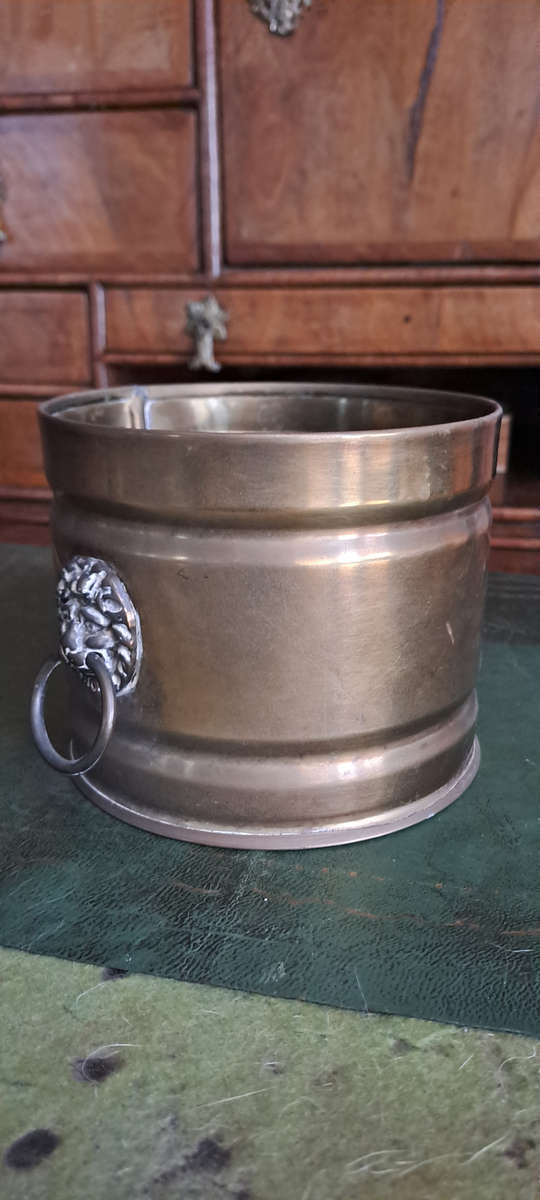 Solid Brass Hand made in Cape Town with lions head handles planter