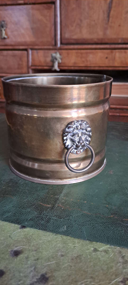 Solid Brass Hand made in Cape Town with lions head handles planter