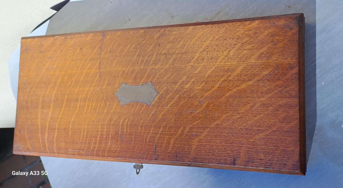 Antique oak box converted for watches/ necklaces etc