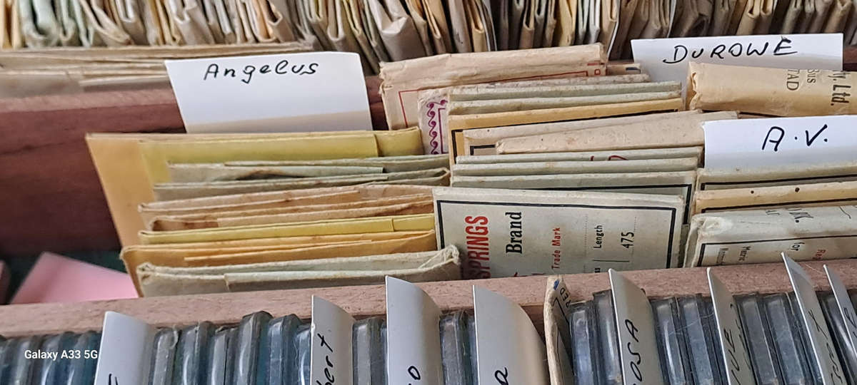 Huge selection of various vintage watch main springs