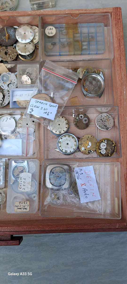 Draw full of various vintage watch movements and parts as per pictures