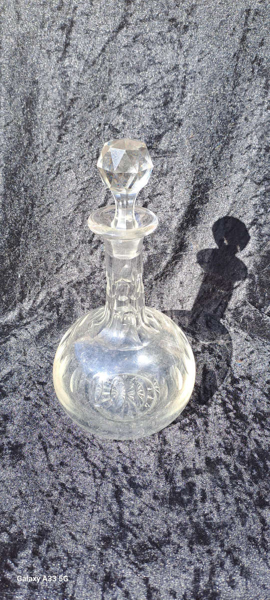 beautiful ball cut glass crystal decanter old