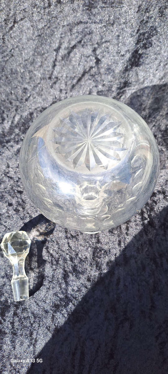 beautiful ball cut glass crystal decanter old