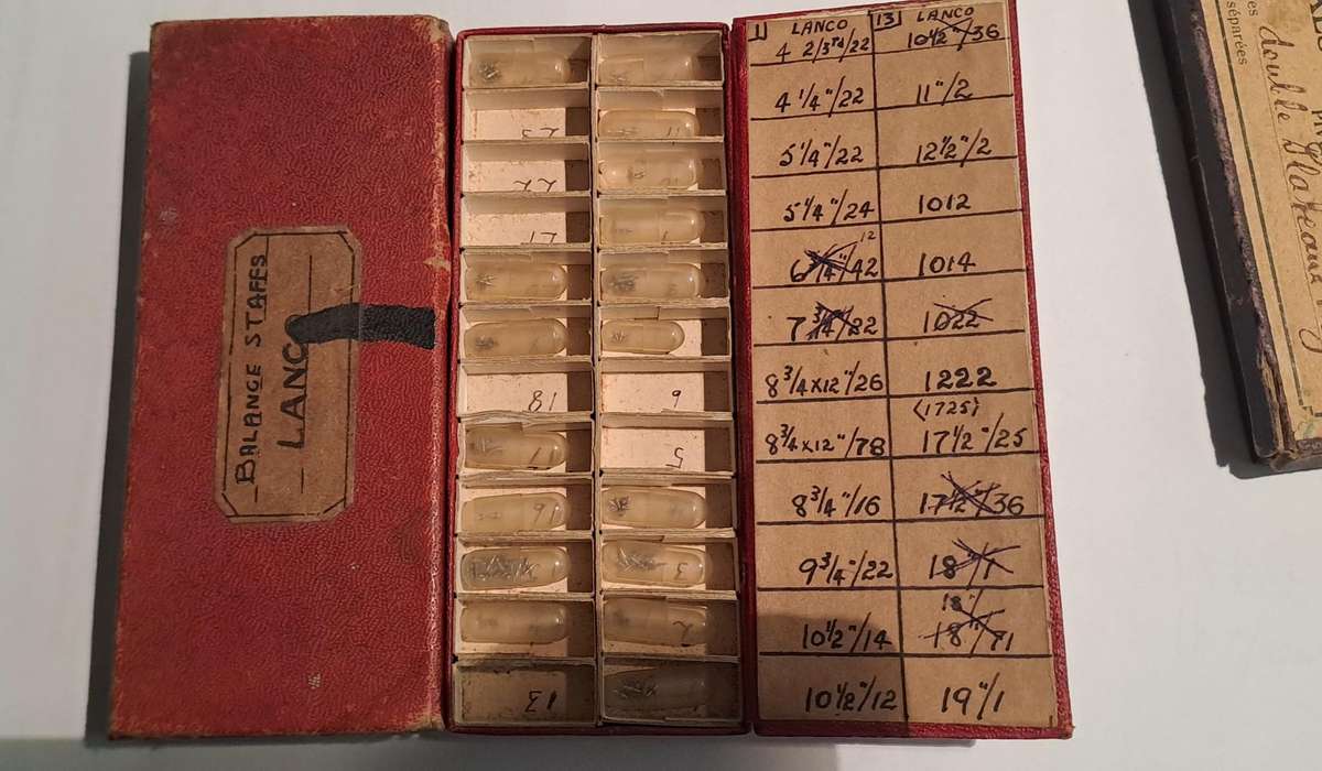 3 box lot double balances, pivots, Lanco and Rotary Balance staffs