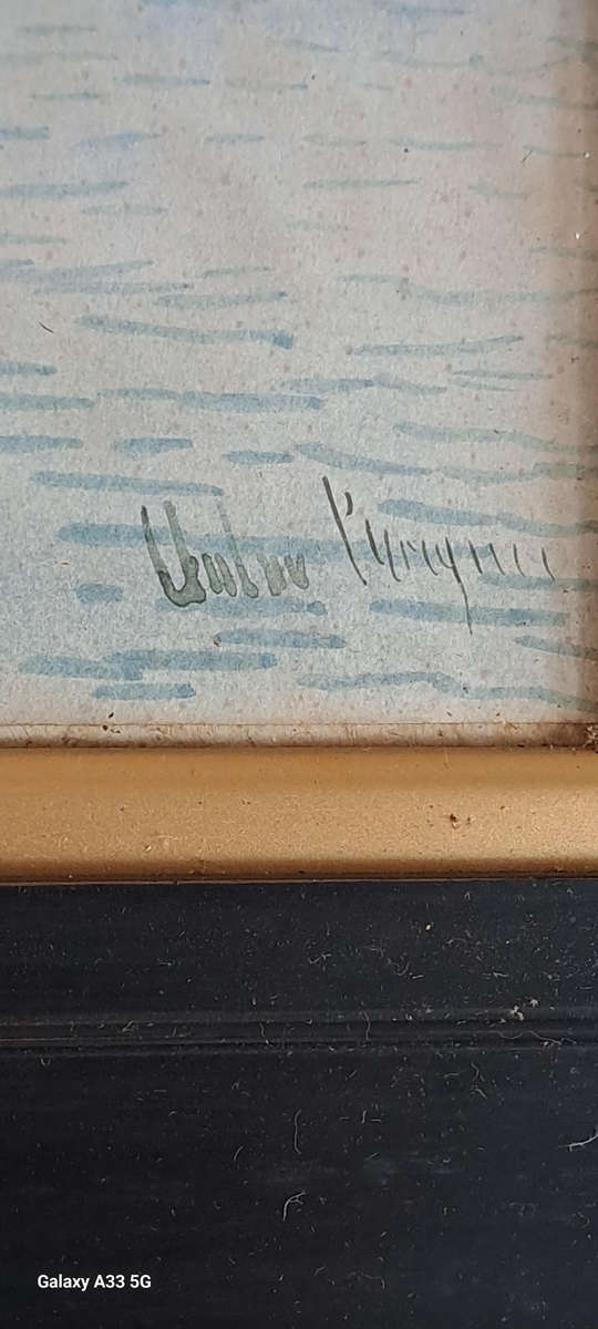 Stunning watercolor painting signed by unknown artist, second painting also signed