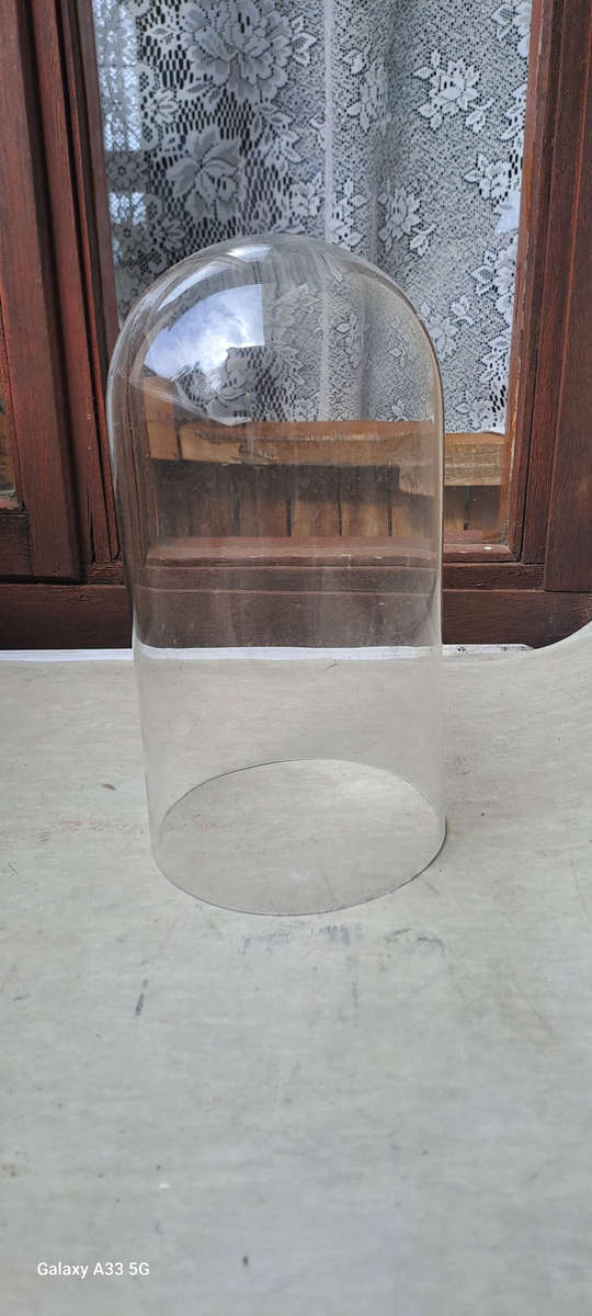 Vintage glass anniversary clock dome 26cm x 140mm