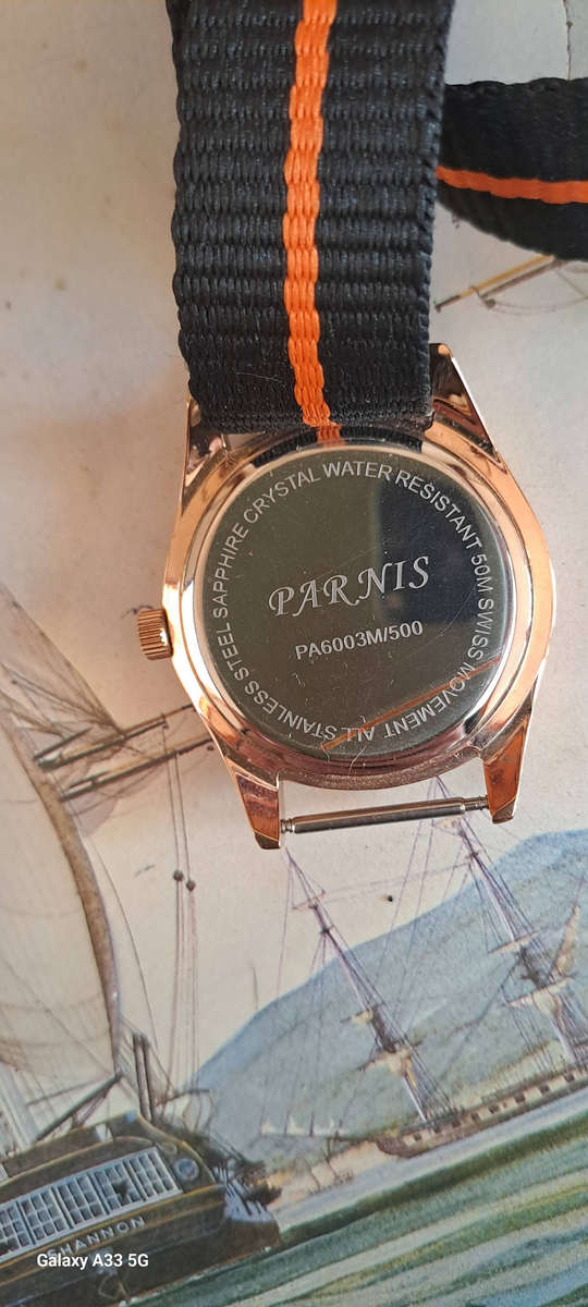 Men's Parnis Sapphire rose gold dress watch