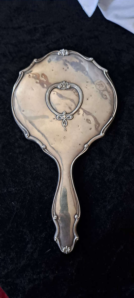 Large Antique Art Nouveau silver hallmarked hand mirror Lovely 1913