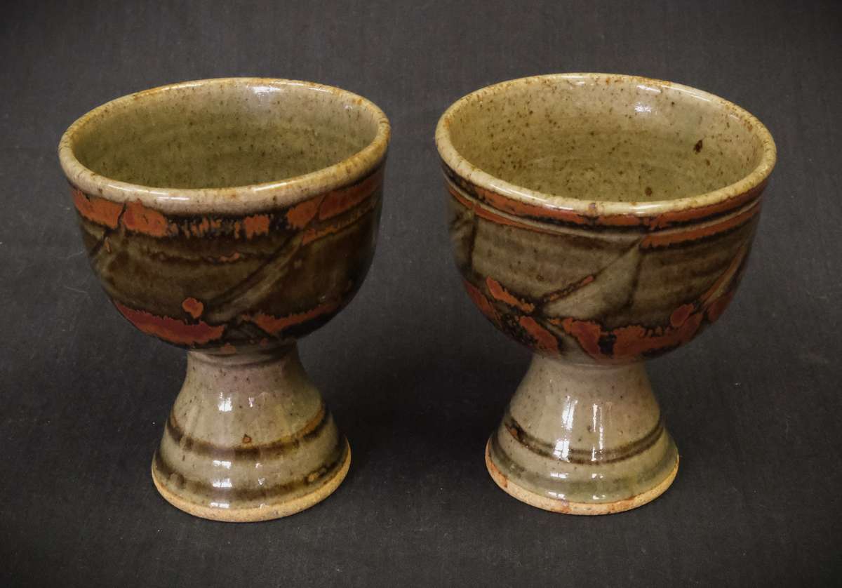 Beautiful Pair of Ceramic Wine/Aperitif Glasses
