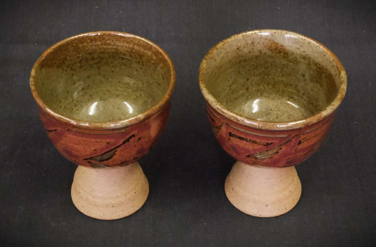 Beautiful Pair of Ceramic Wine/Aperitif Glasses