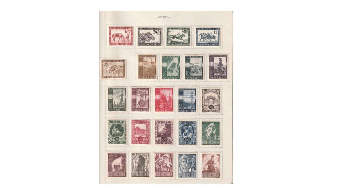 Austria 6 Page selection of mint & used stamps