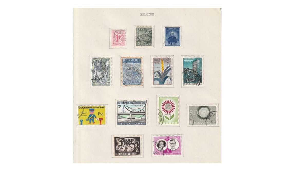 Belgium 6 Page selection of used stamps