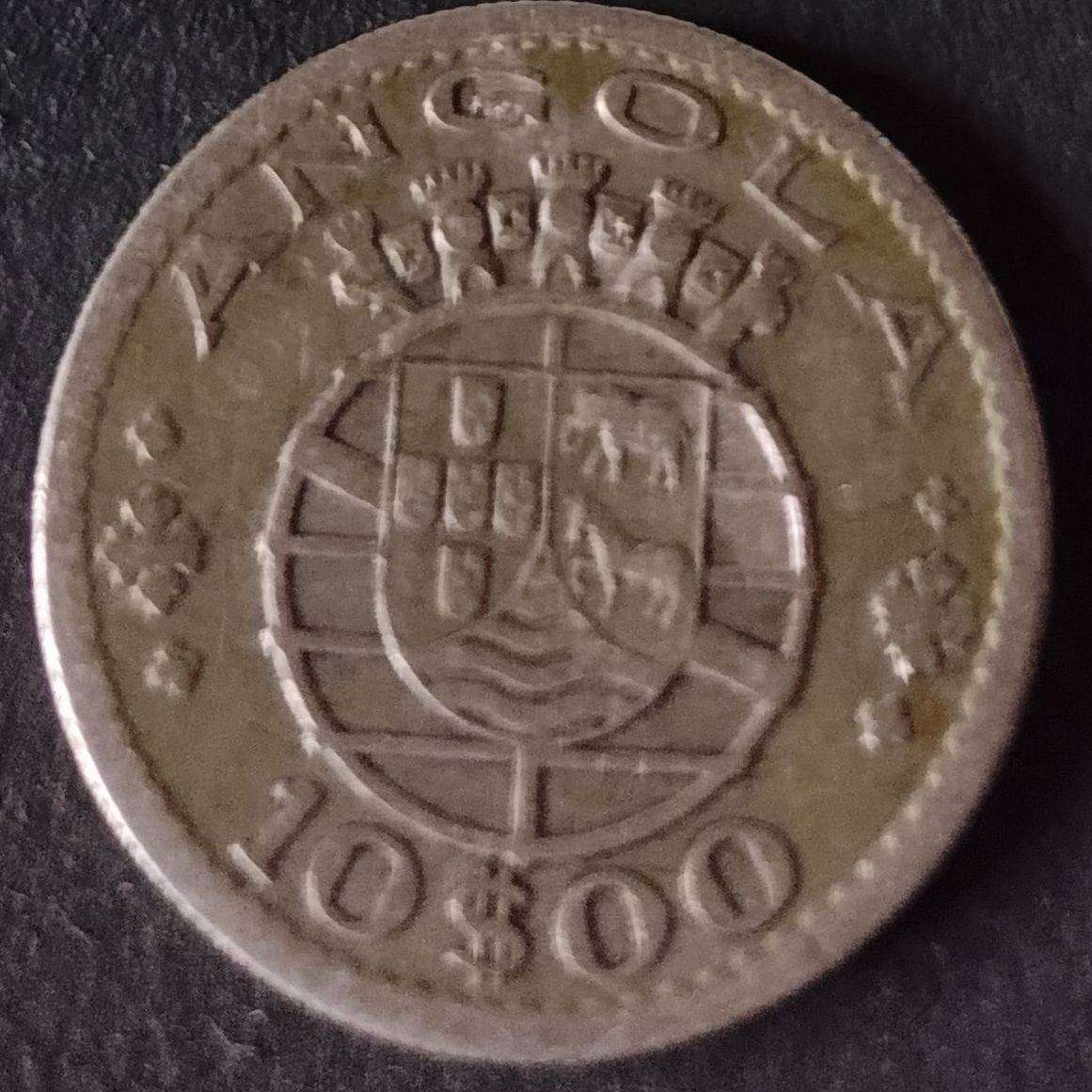Angola 1955 silver .720 10 Escudos coins