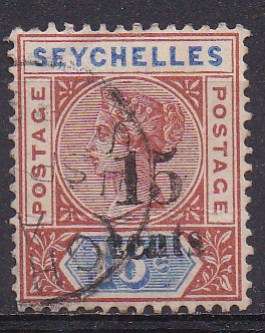 Seychelles 1893 Queen Victoria issue O/P 15c on 16c FU
