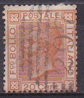 Italy 1877 King Victor Emmanuel ii, 20c new colours FU