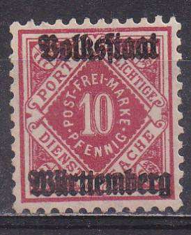 Germany 1919 Wurttemburg 10ph officials of 1906-19 O/P MM