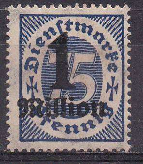 Germany 1920-23 officials surcharged with new value 1million on 75pf MM