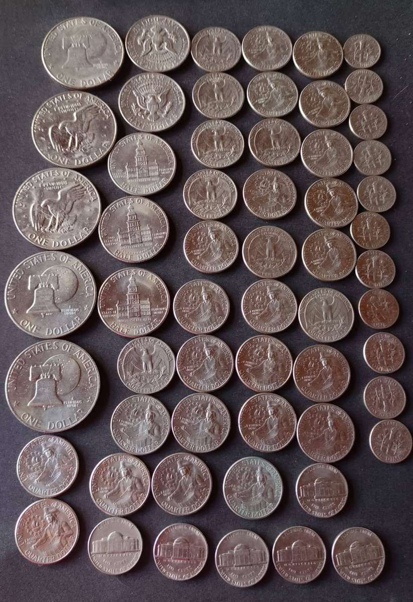 USA 58 various coins from various years. From dimes to dollars