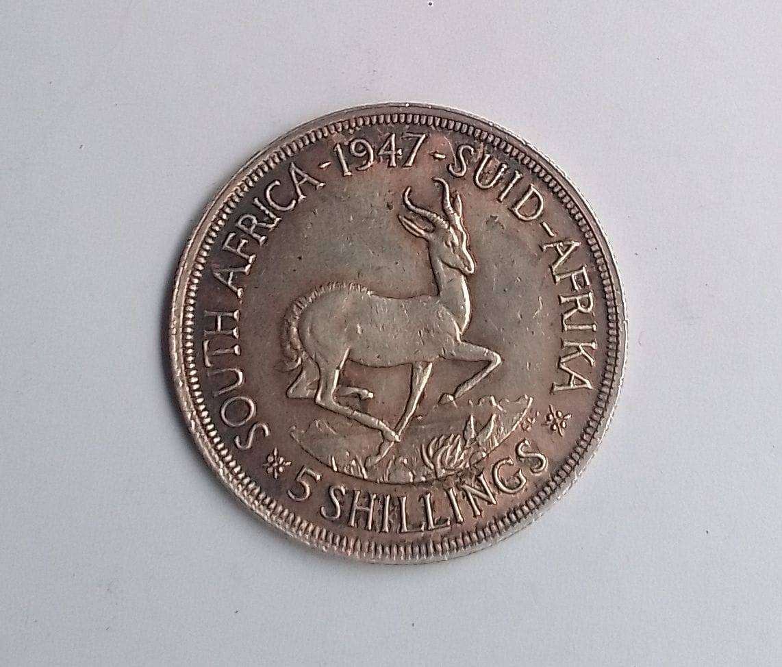 Union of SA 1947 silver 5/-