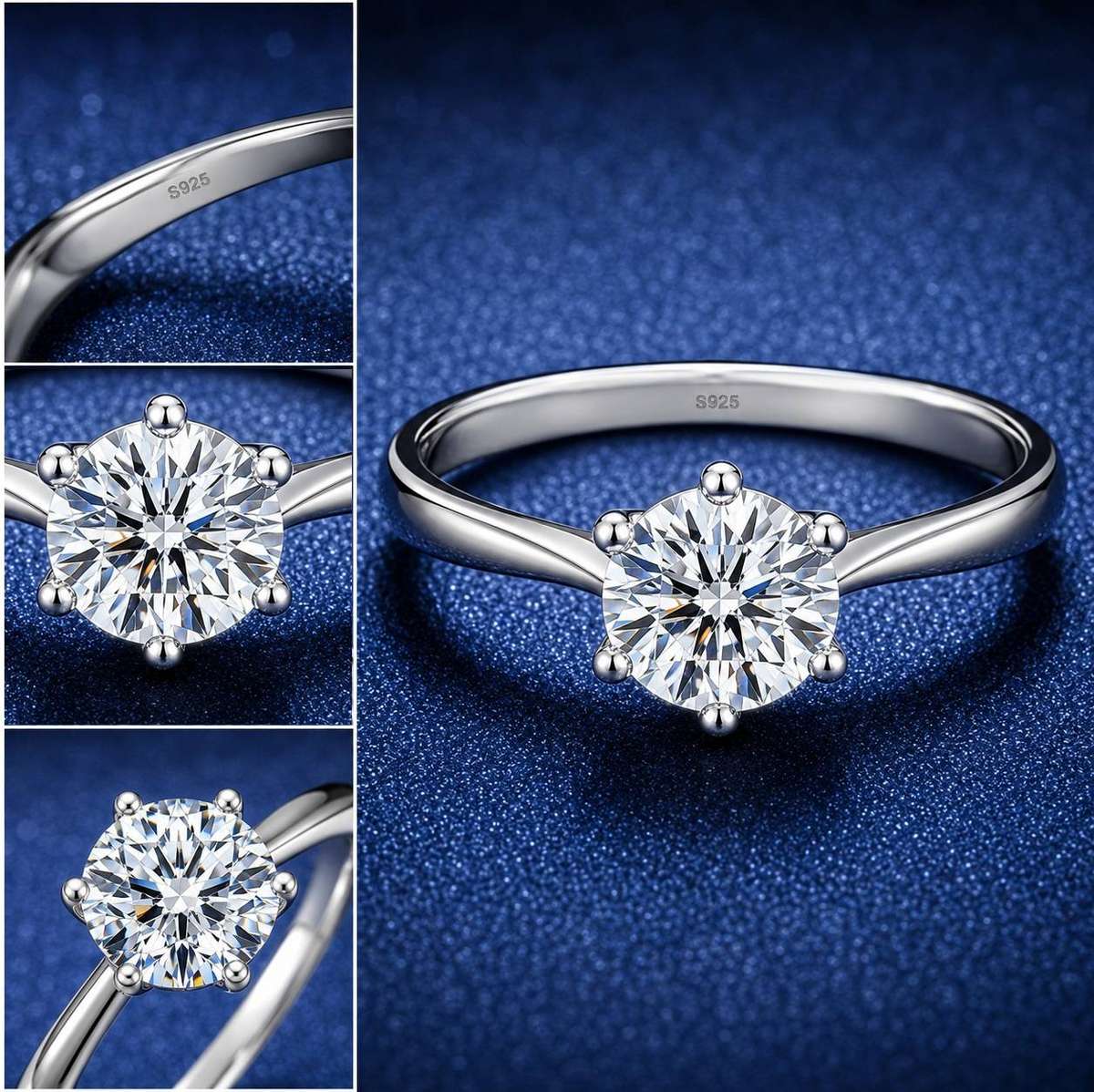 1.25ct Simulated diamond solitaire 925 sterling silver ring. Size 8 / Q