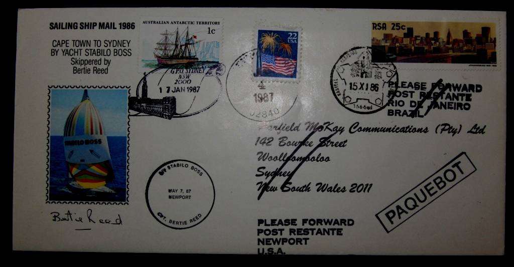 Bertie Reed Solo Round the world Souvenir signed mail cover.