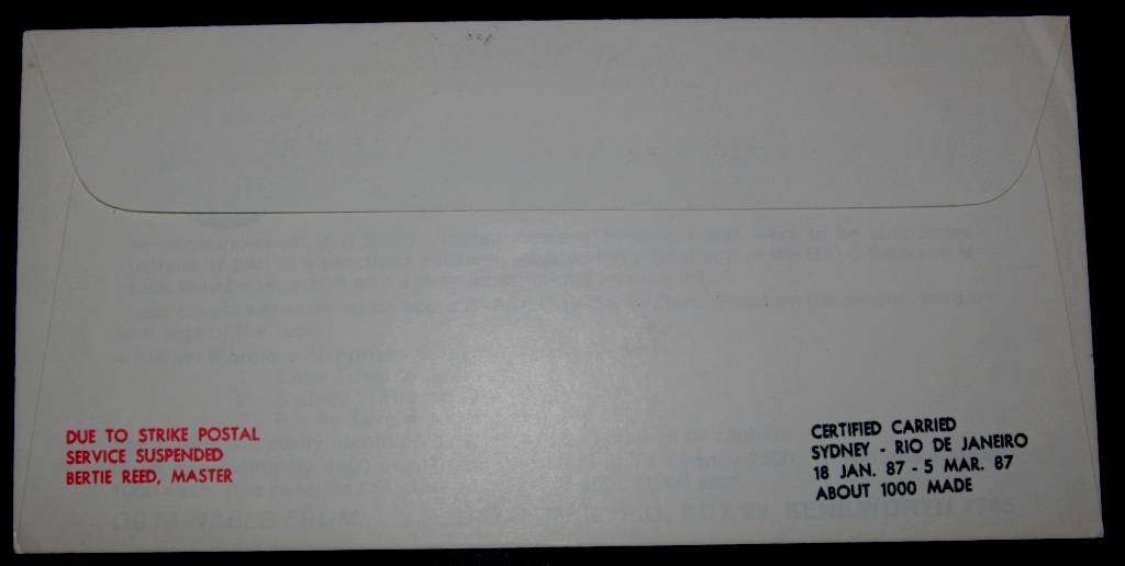 Bertie Reed Solo Round the world Souvenir signed mail cover.