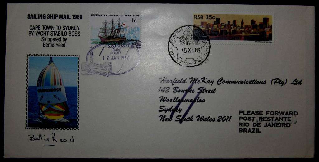 Bertie Reed Solo Round the world Souvenir signed mail cover.