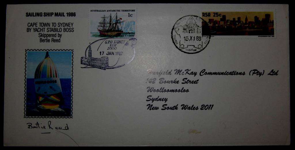 Bertie Reed Solo Round the world Souvenir signed mail cover.