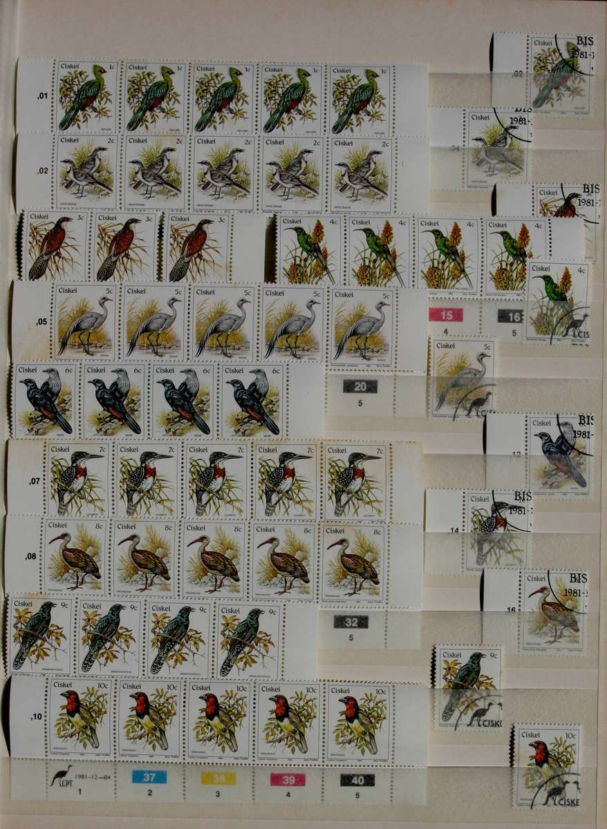 Ciskei Birds Definitive mint and used occasional minor rust generally good