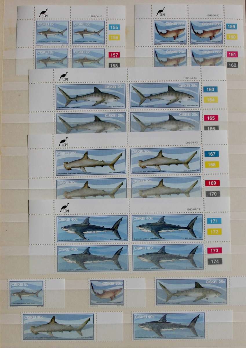 Ciskei Sharks control blocks and singles mint and used occasional minor rust generally good  On offe