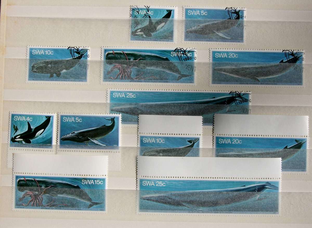 SWA Whales Beautiful mini sheet, and singles mint and used set